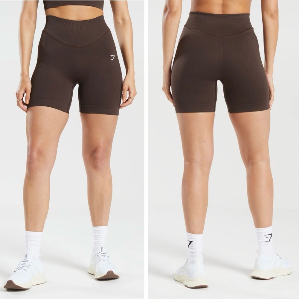 NWOT GYMSHARK Sweat Seamless Shorts in Shadow Brown Size XS - Picture 1 of 14